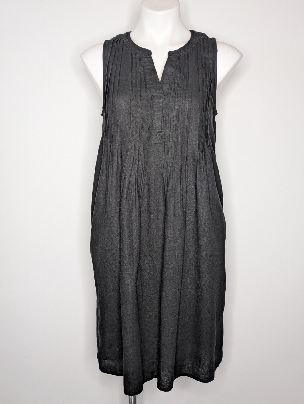 Sonoma Black Linen Blend Sleeveless Oversized Lagenlook Dress S